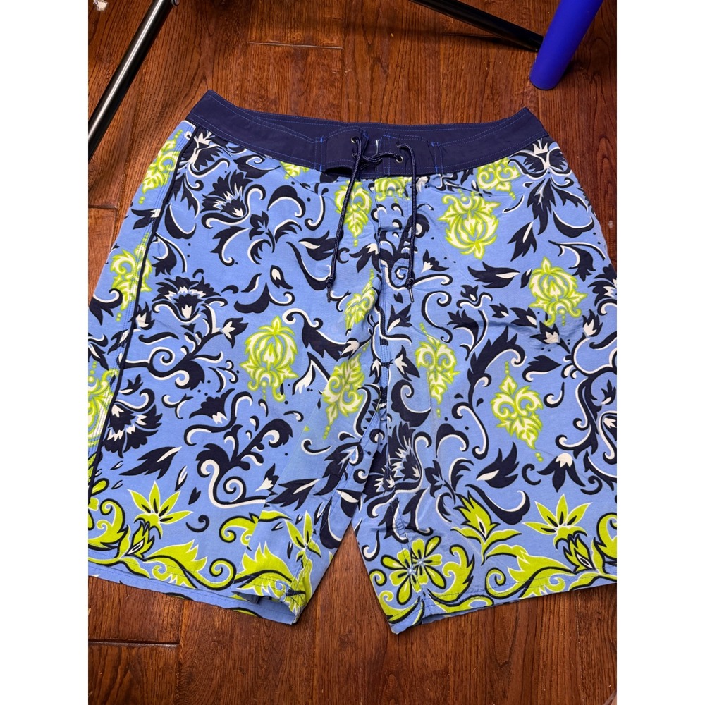 Ocean Pacific OP Mens Blue Floral Paisley Board Shorts Swim Trunks Size 34